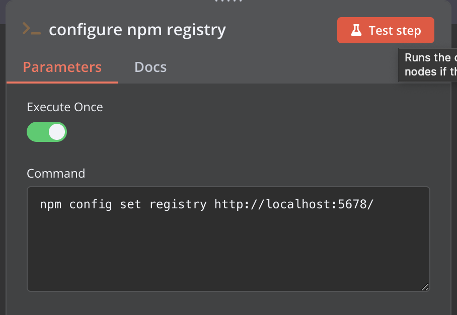 Configure private npm registry from n8n workflow