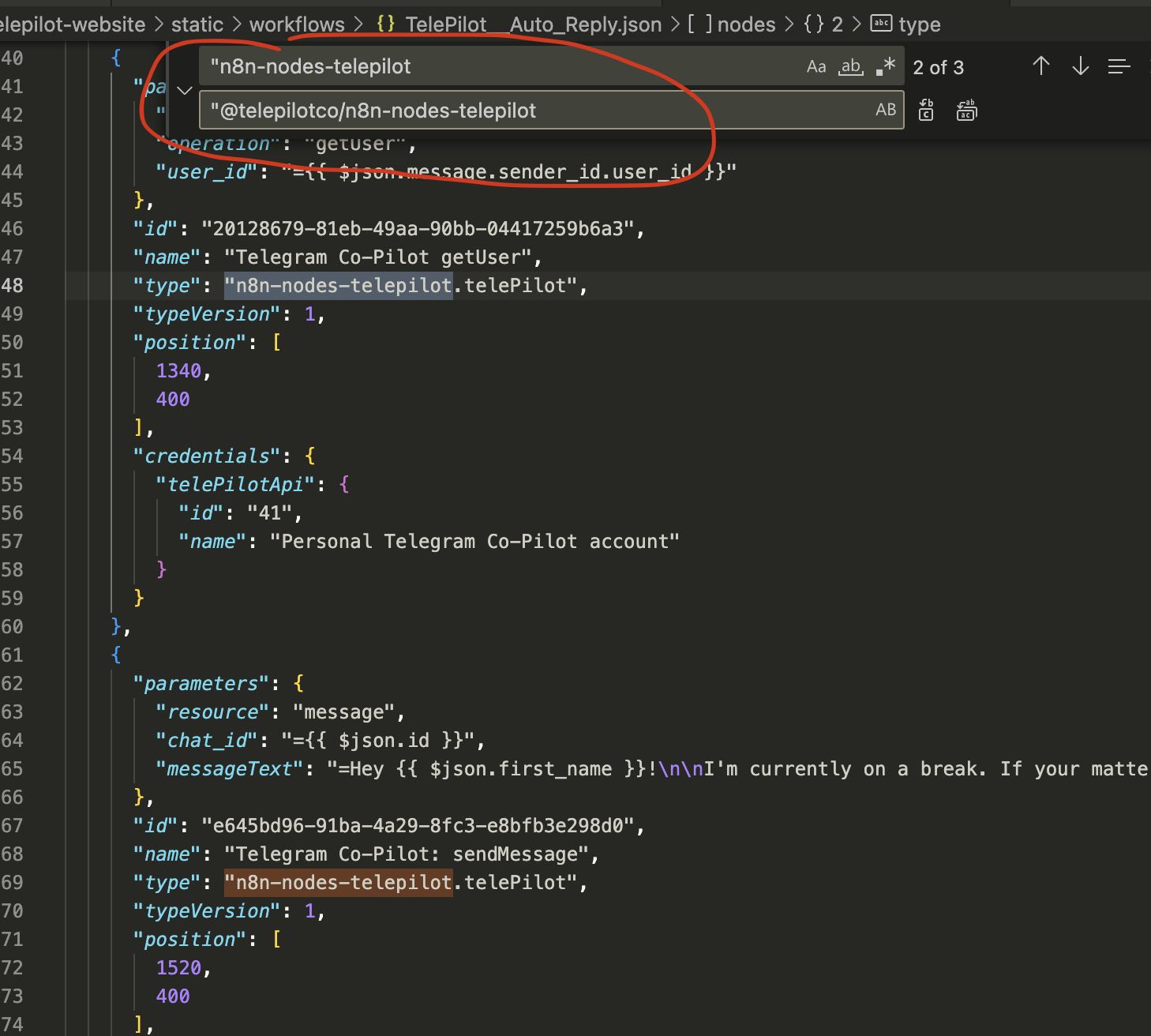 Update your n8n workflows to work with Telepilot 0.1.X